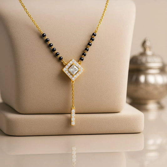 Twin Halo Mangalsutra in Sterling Silver