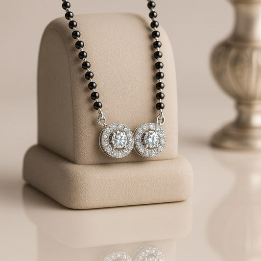 Radiant Solitaire Mangalsutra in Gold Finish