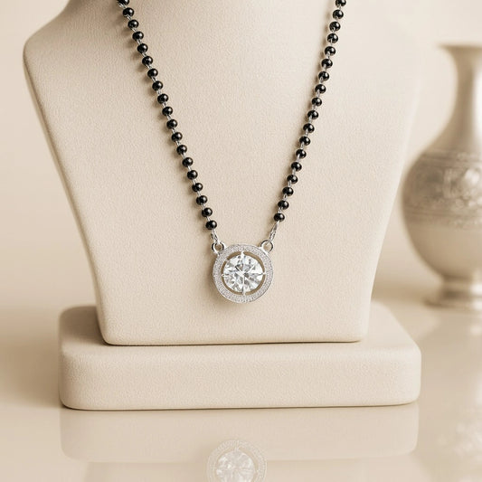 925 Premium CZ Mangalsutra | Rhodium Bridal Jewelry