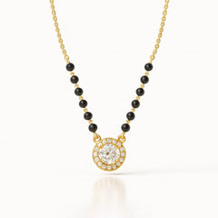 Silver Classic CZ Mangalsutra with Oval Pendant