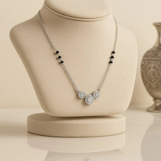 Silver Petite Charm Floral Mangalsutra Necklace