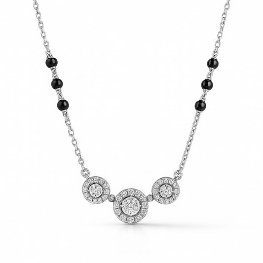 Silver Petite Charm Floral Mangalsutra Necklace