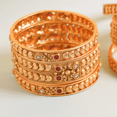 Antique gold plated rajwadi bangles set