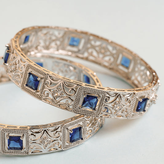 Fancy Sapphire Diamond Gold Plated Design Bangles Kada