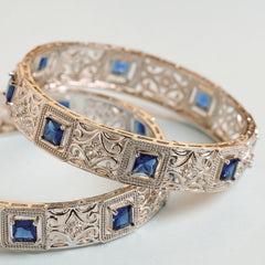 Fancy Sapphire Diamond Gold Plated Design Bangles Kada