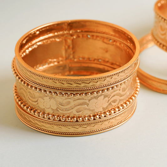 Trending One Dip Gold Plated Fancy Design Elegant Bangles Set