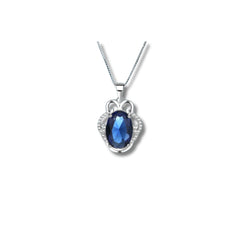 Oval Blue Stone Pendant in 925 Sterling Silver