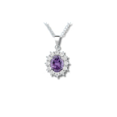 Oval Purple Stone Pendant in 925 Sterling Silver