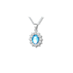 Oval Blue Stone Pendant in 925 Sterling Silver